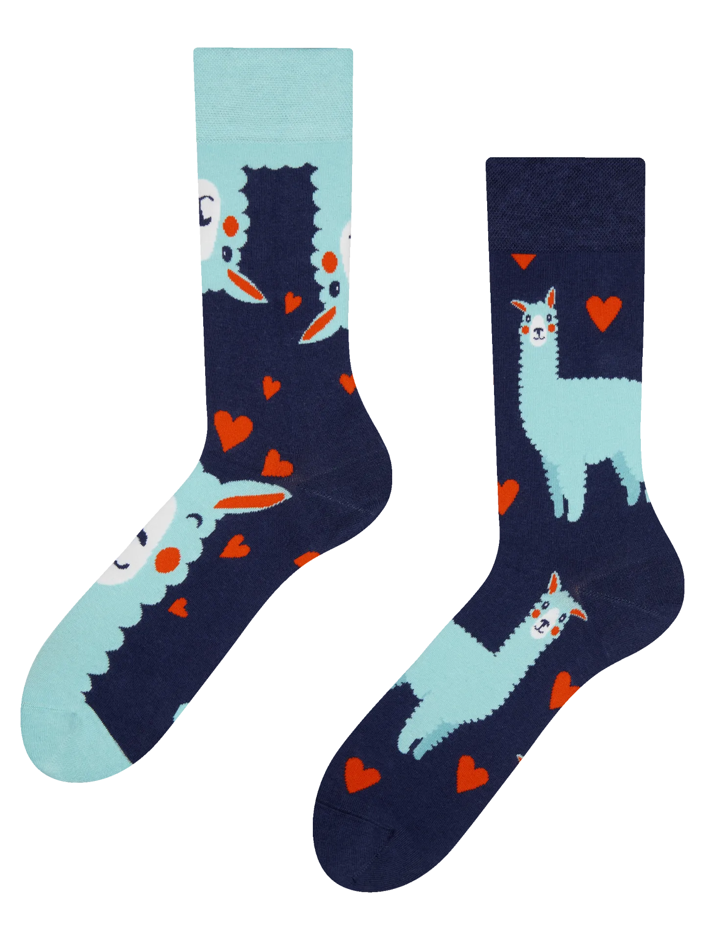 Calcetines alegres Llama y corazones