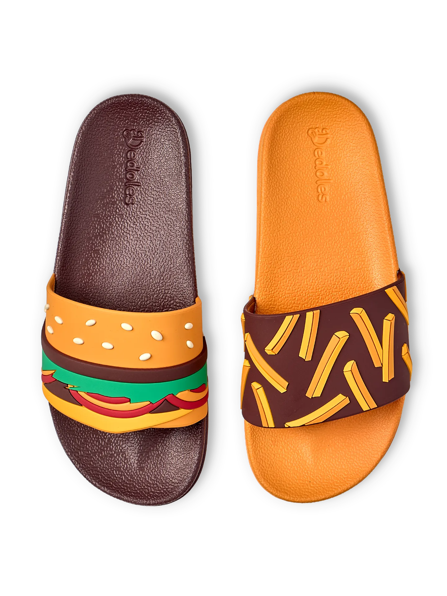 Chanclas alegres Hamburguesa y patatas fritas