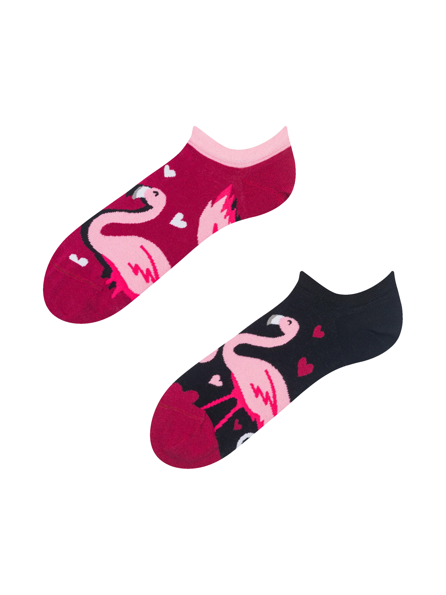 Calcetines sneakers alegres Flamencos y corazones