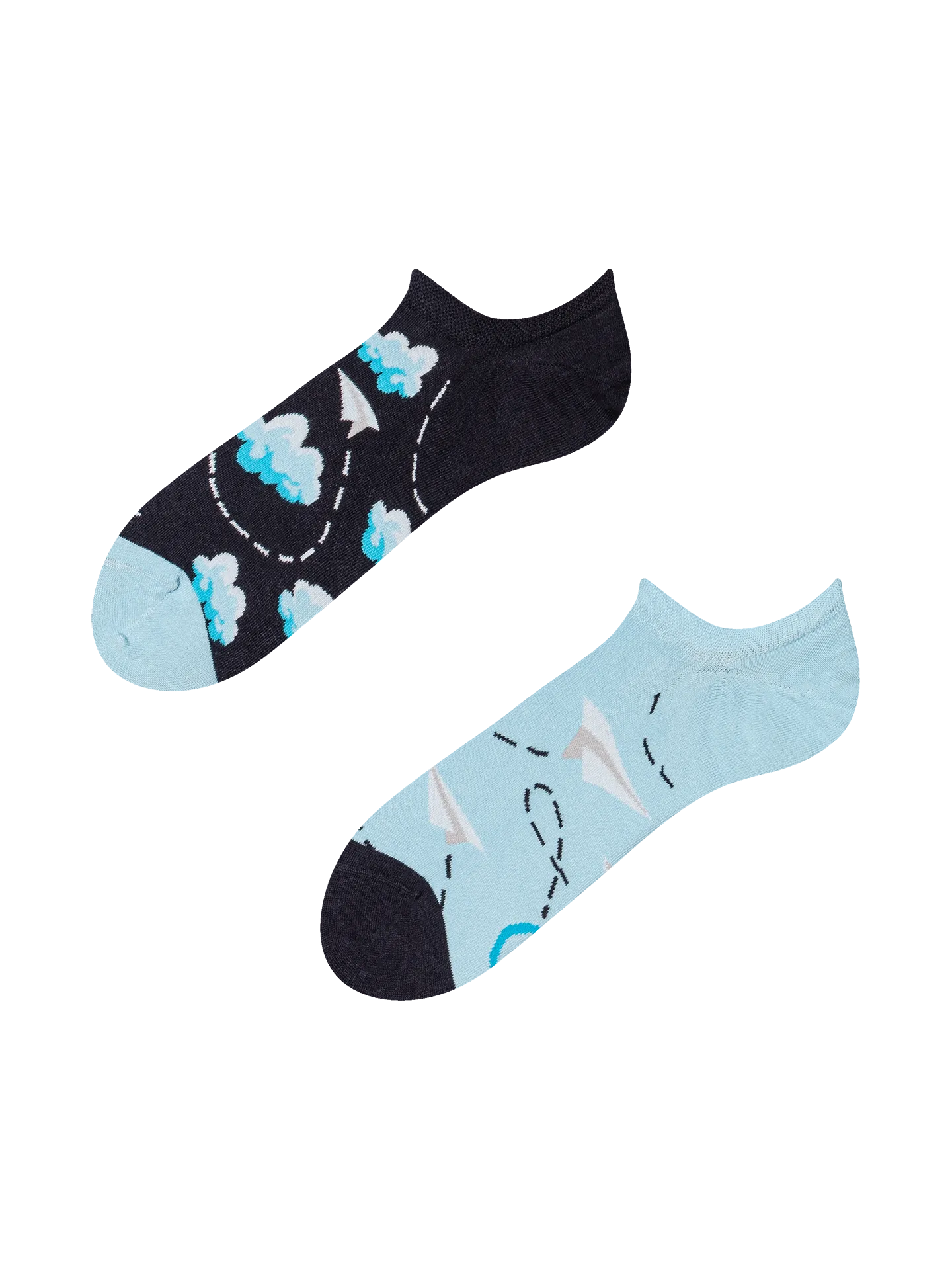 Calcetines sneakers alegres Nubes y aviones de papel