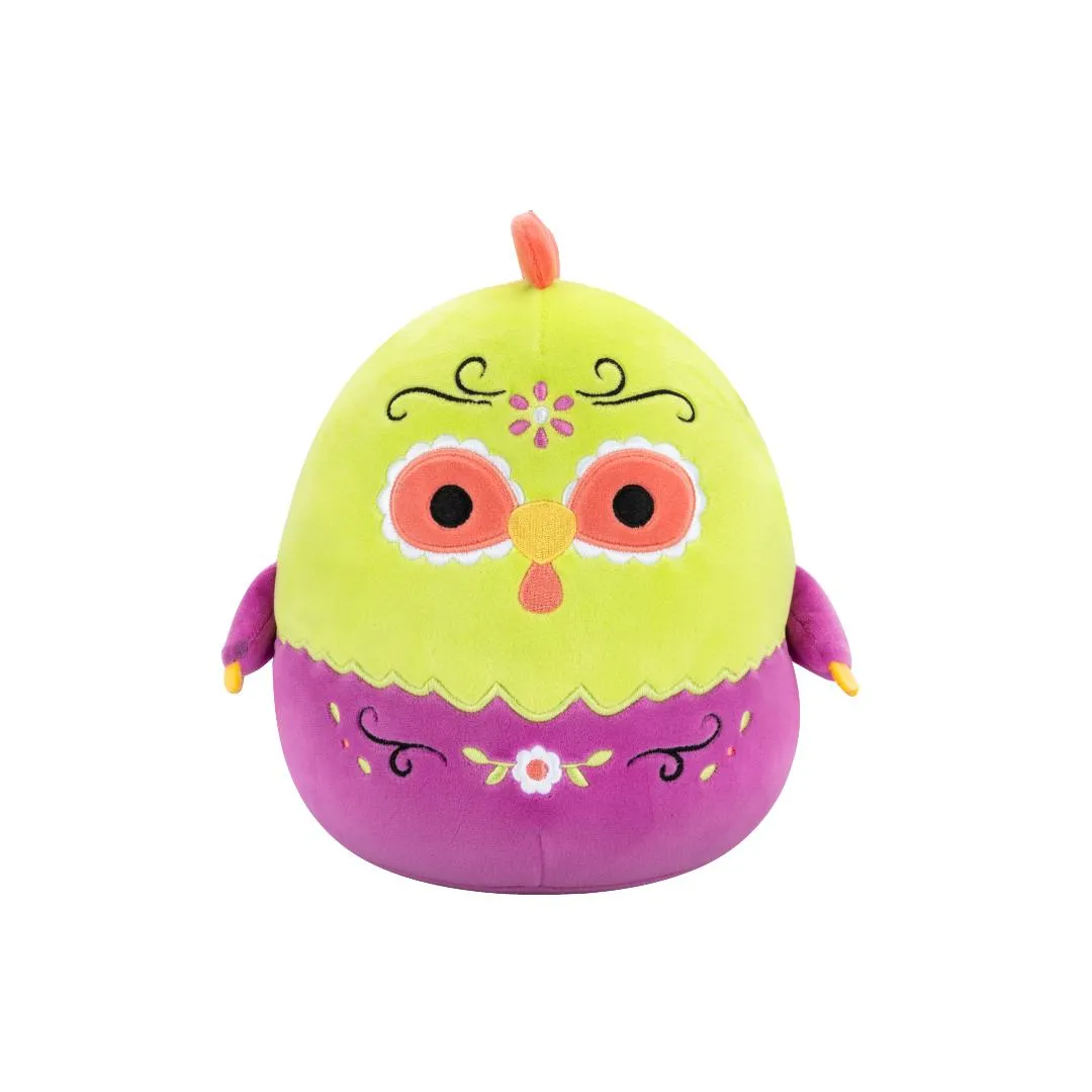 Squishmallows Amparo el Gallo Verde y Violeta Day of the Dead, 20 cm
