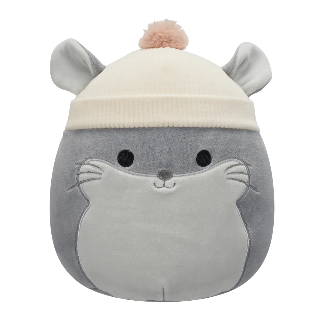 Squishmallows Camilo, La Chinchilla Gris Con Gorro Beige, 20 cm