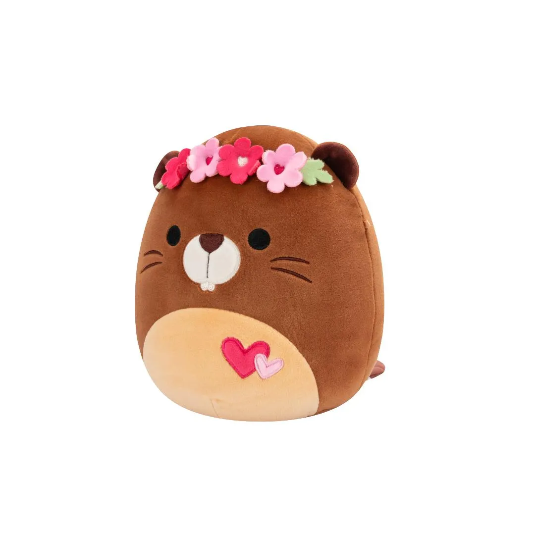 Squishmallows Chip la Castor Marrón con Corona de Flores y Corazones, 20 cm - Image 2