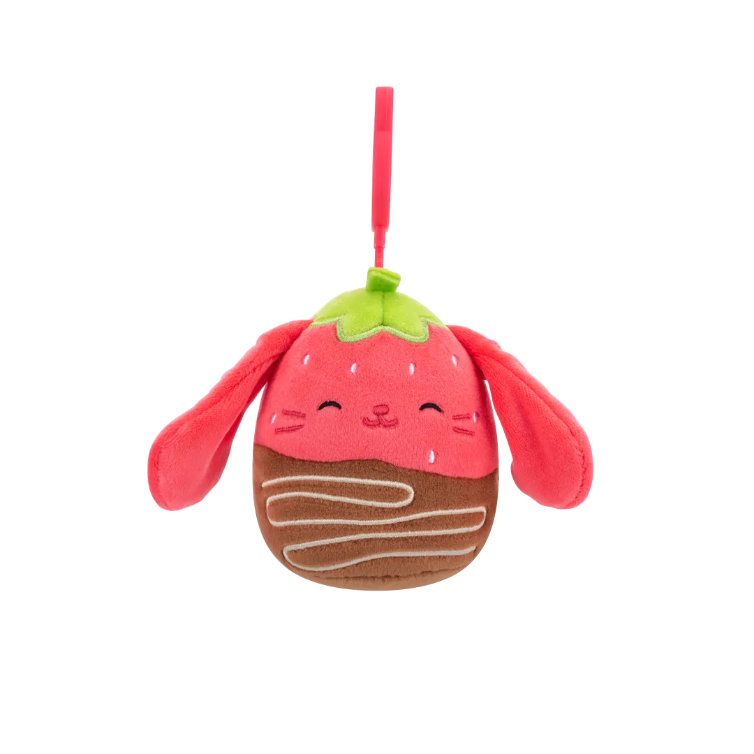 Squishmallows Clip-On Gunda la Conejita Fresa Bañada en Chocolate, 9 cm