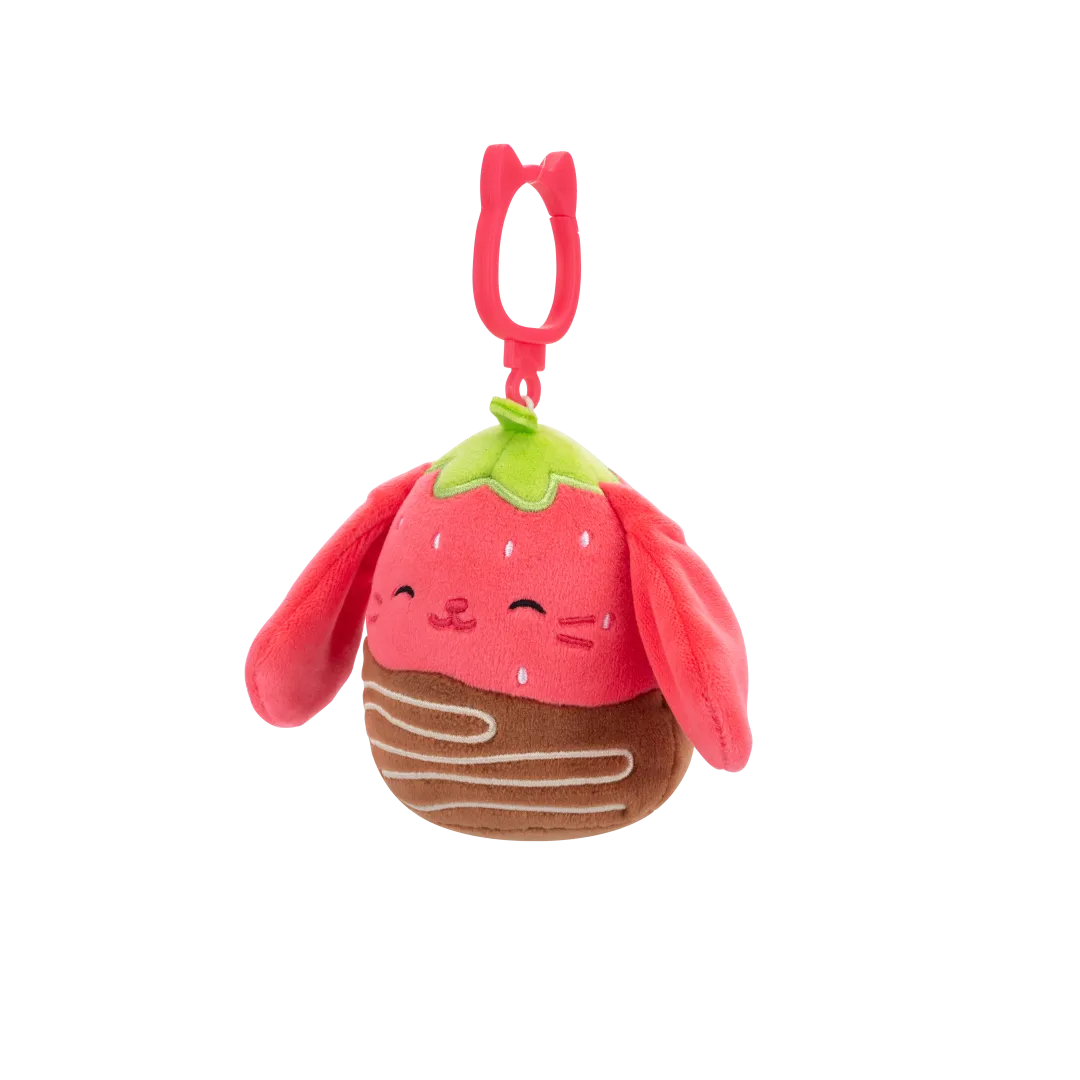 Squishmallows Clip-On Gunda la Conejita Fresa Bañada en Chocolate, 9 cm - Image 2
