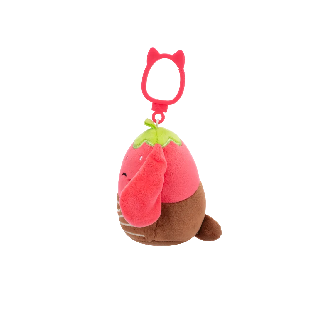 Squishmallows Clip-On Gunda la Conejita Fresa Bañada en Chocolate, 9 cm - Image 3
