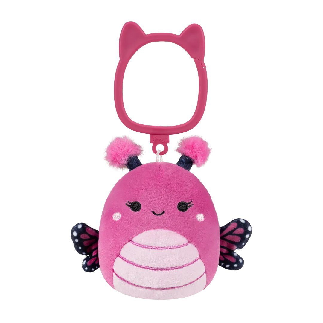 Llavero Squishmallows Marcelina la Mariposa Monarca Rosa Frambuesa, 9 cm