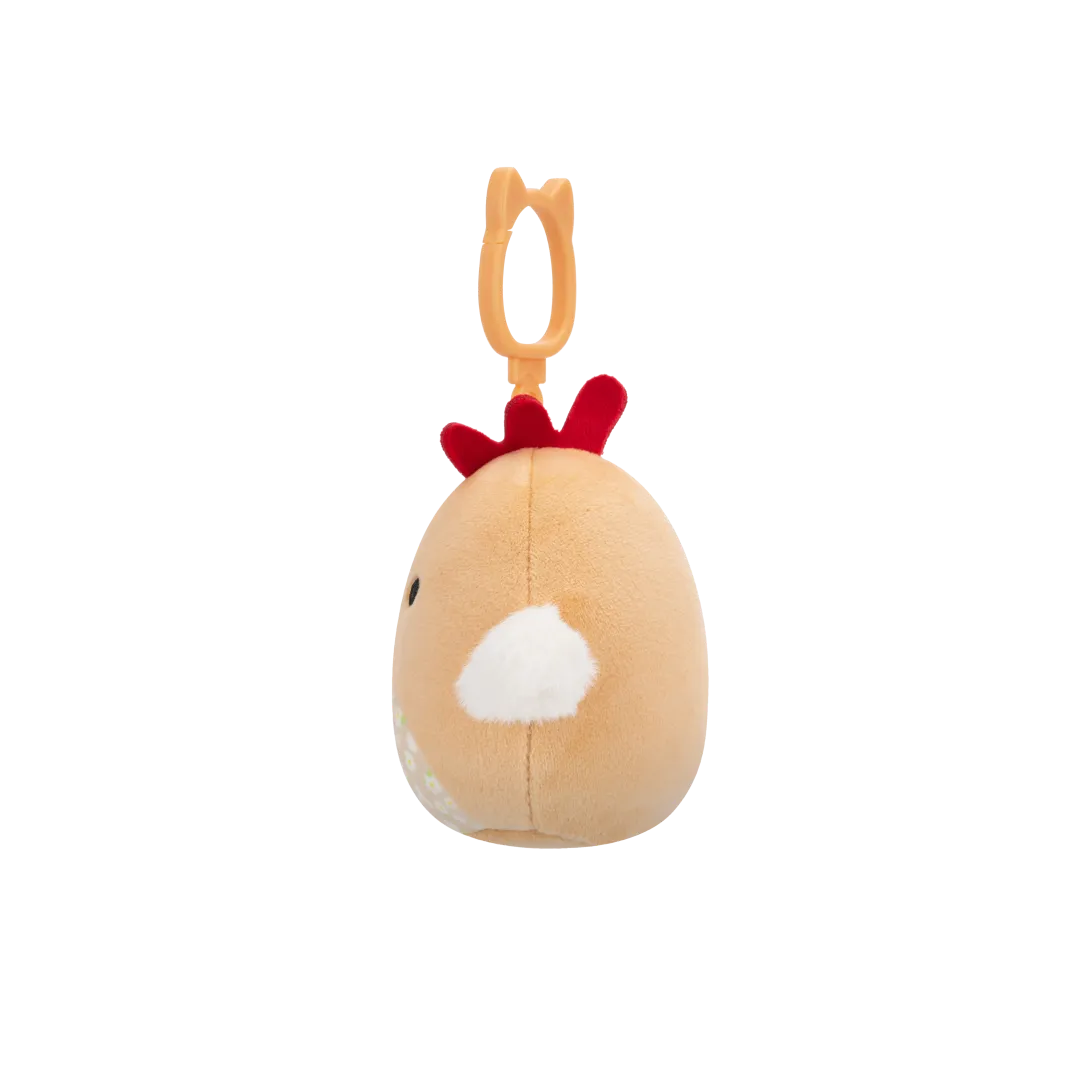 Squishmallows Clip-On Rutie el Gallo Marrón con Barriga de Flores, 9 cm - Image 2