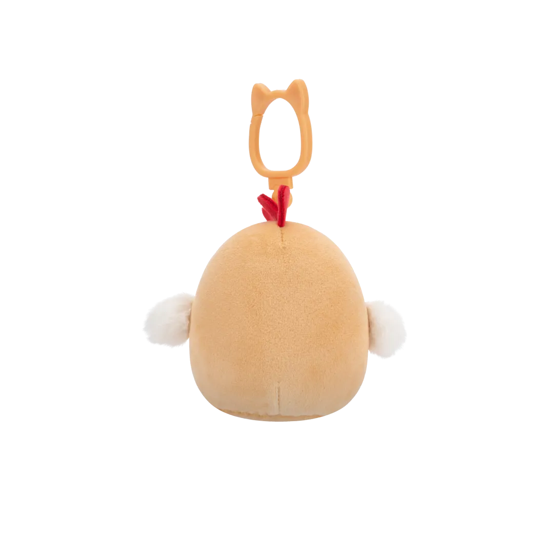 Squishmallows Clip-On Rutie el Gallo Marrón con Barriga de Flores, 9 cm - Image 3