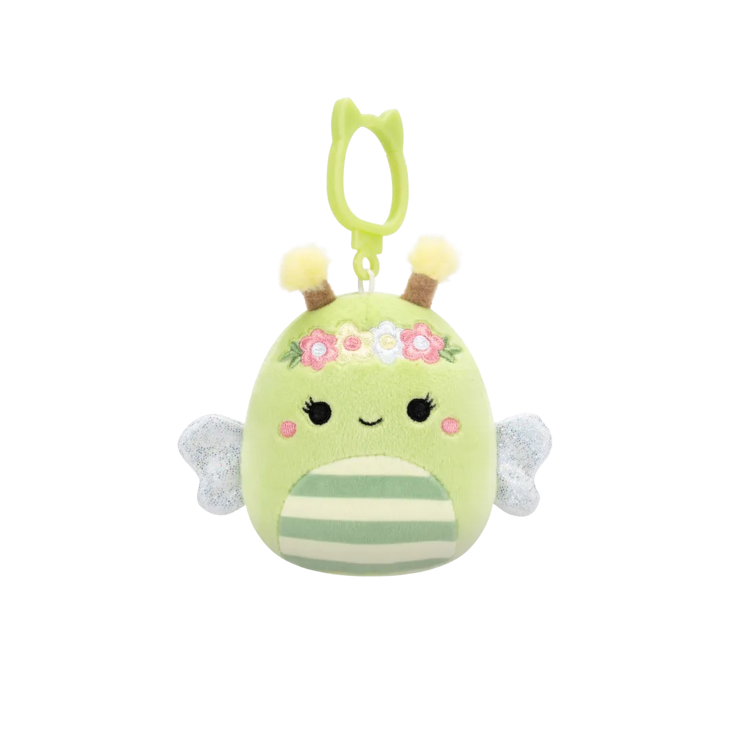 Squishmallows Clip-On Sybil la Abeja Verde, 9 cm
