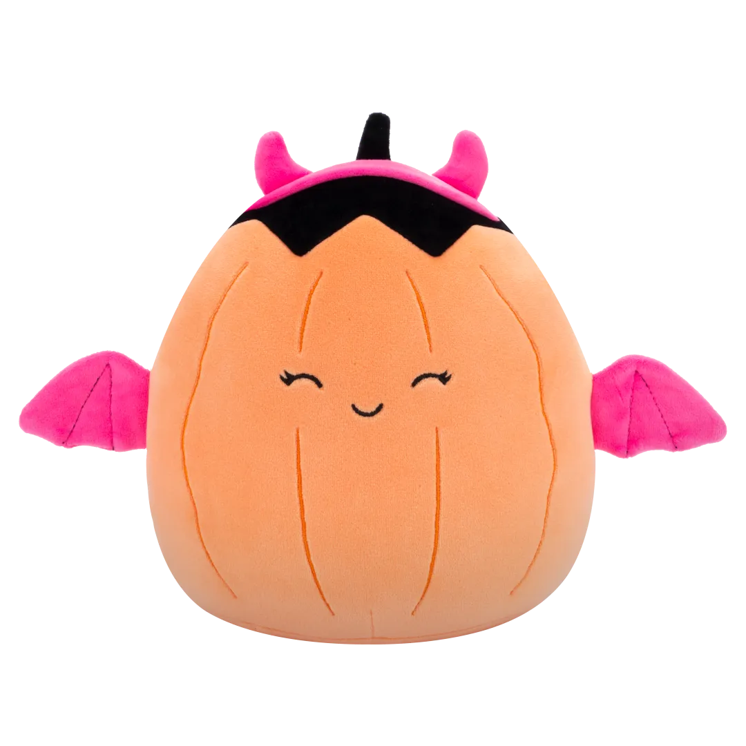 Squishmallows Margie, la Calabaza Naranja Pastel con Disfraz de Diablesa Rosa, 20 cm
