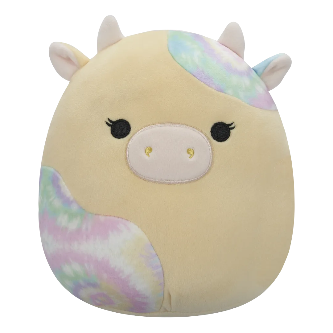Squishmallows Rina, la vaca amarilla con manchas tie-dye, 20 cm