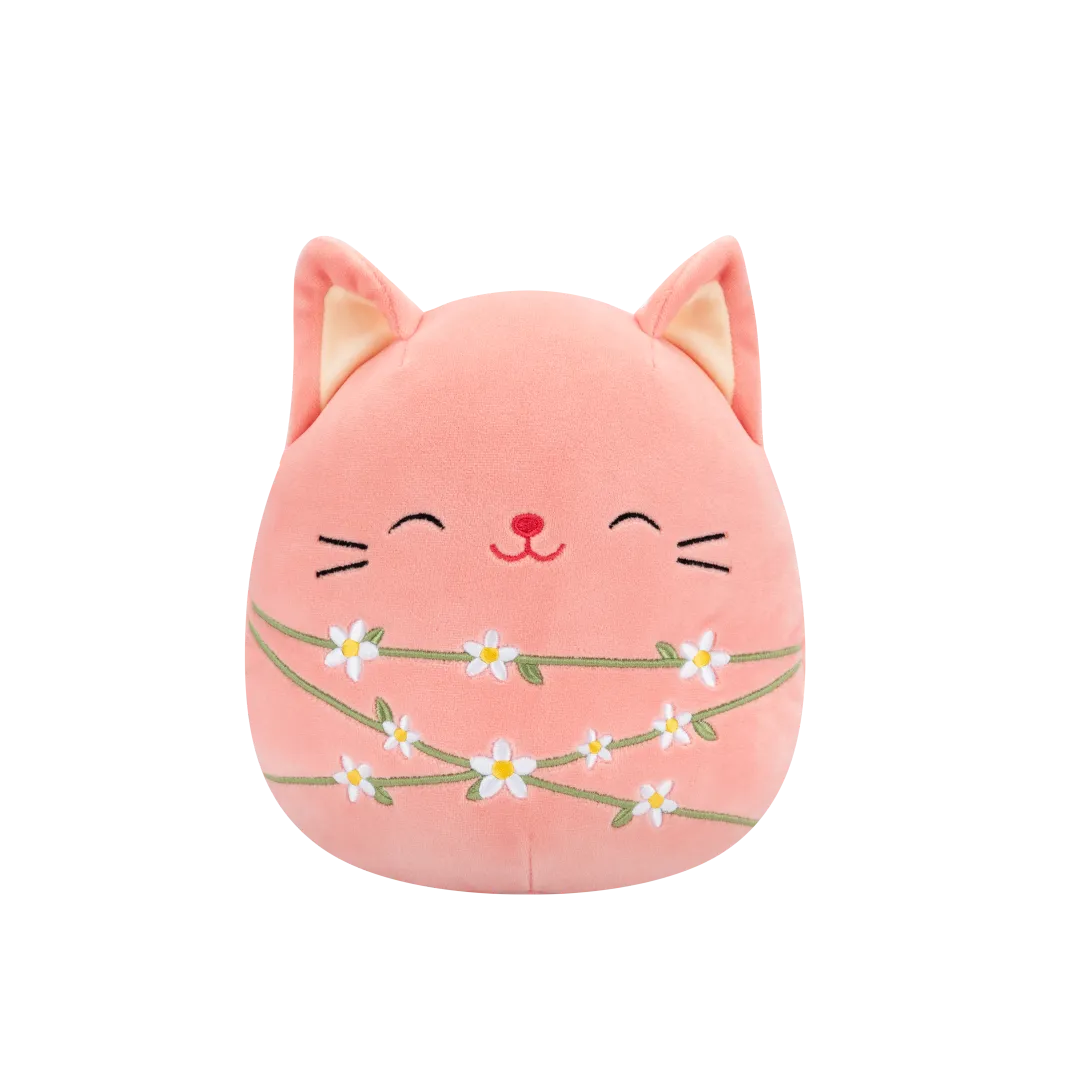Squishmallows Wilka el Gato Melocotón Envuelto en Tallos de Flores, 20 cm