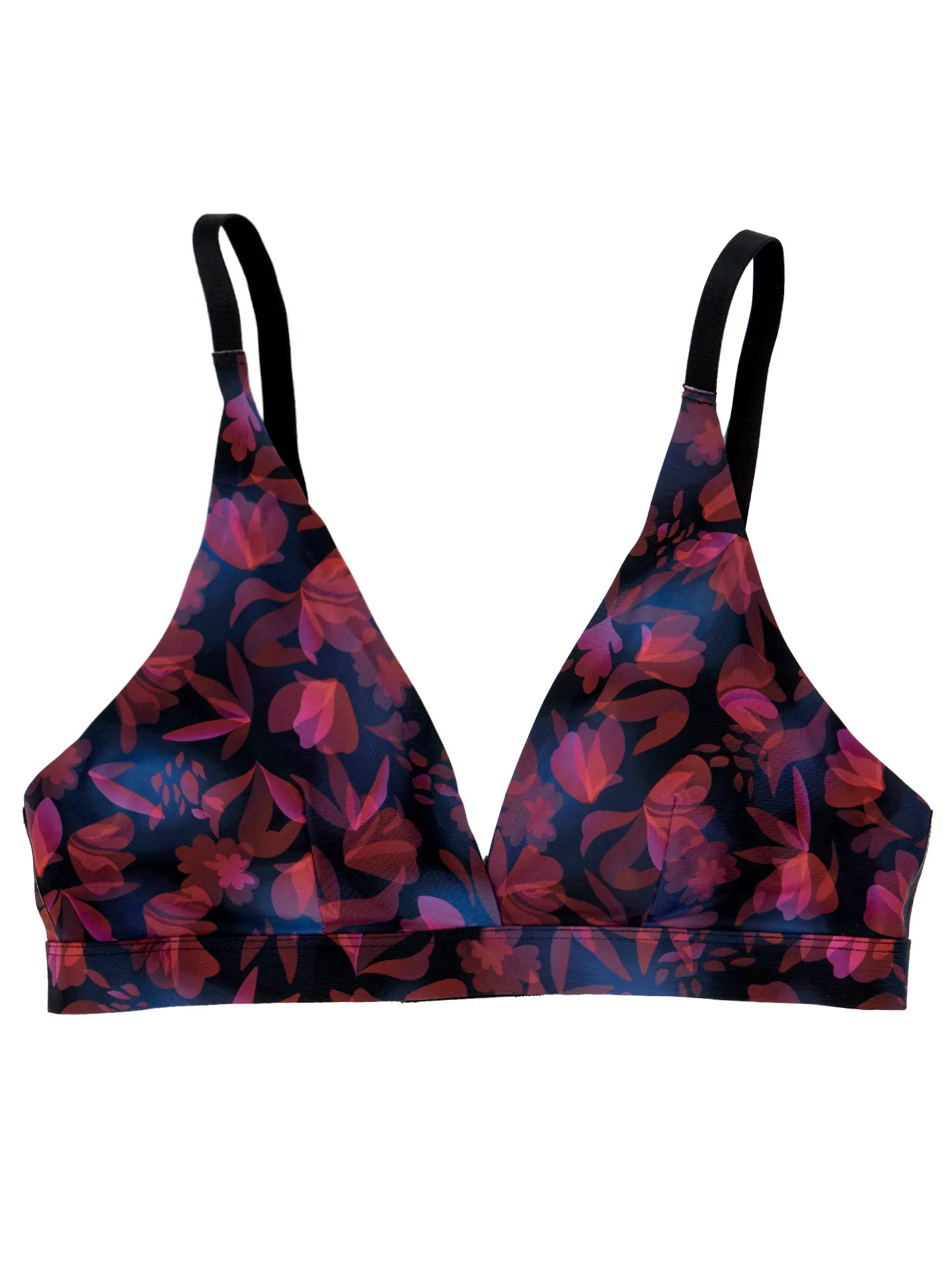 Bralette triangular sin costuras para mujer Flores nocturnas