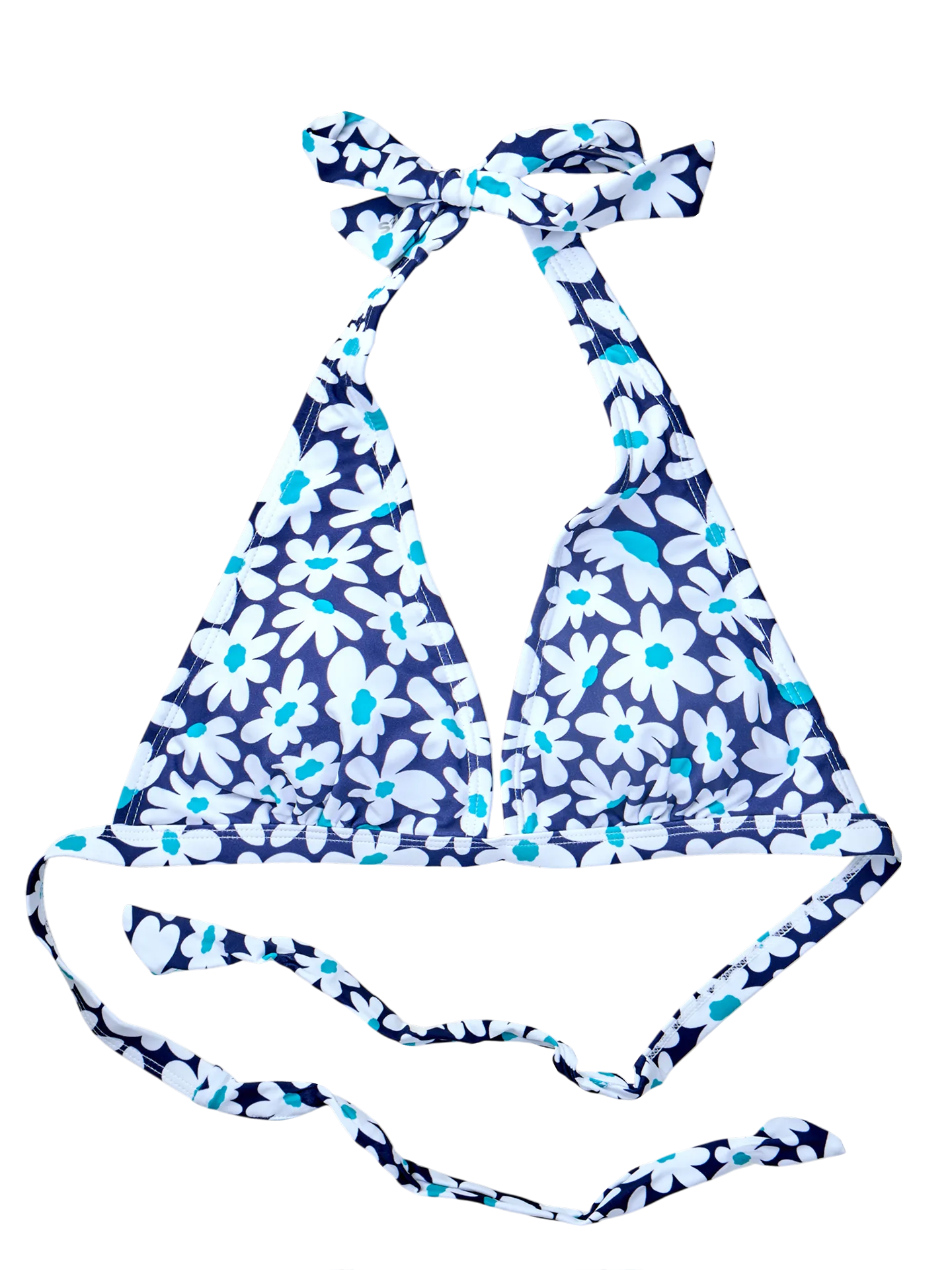 Top triangular alegre de bikini Margaritas azules