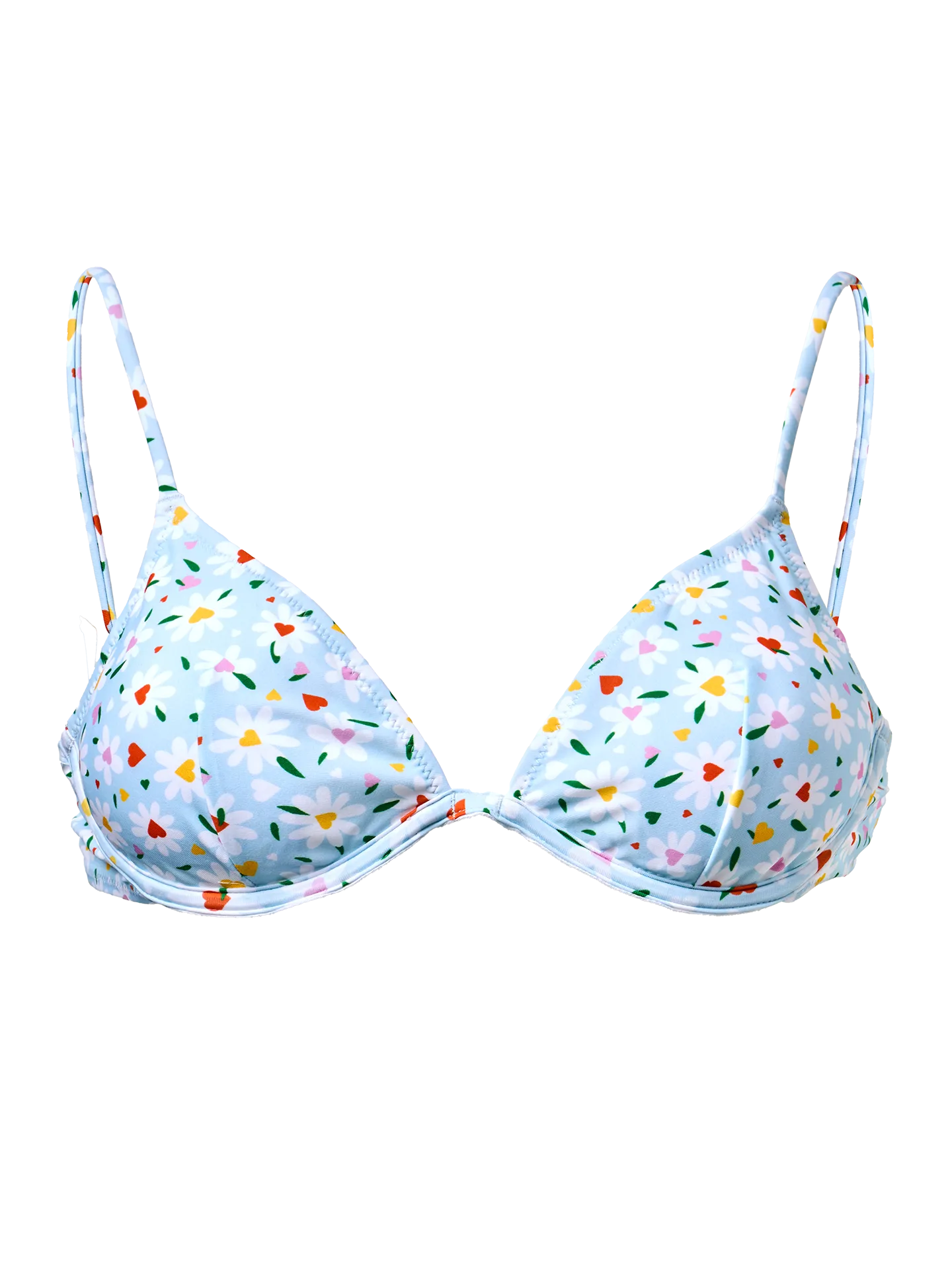 Top de bikini con aro Corazones y margaritas