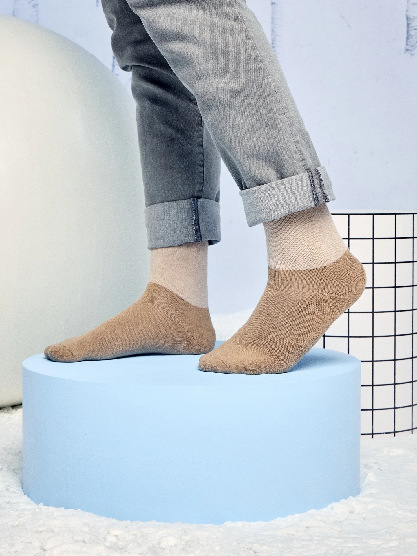 Calcetines de invierno Beige tricolor - Image 2
