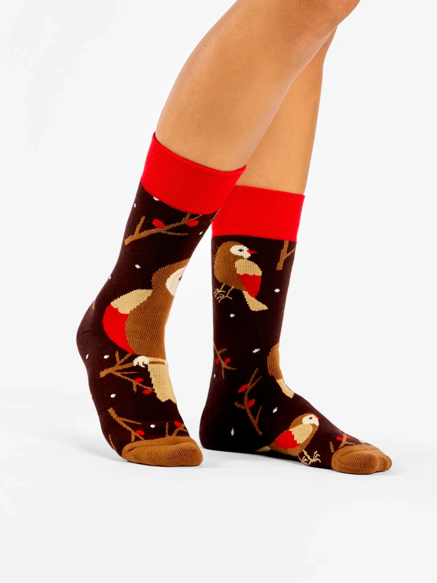Calcetines de invierno alegres Pájaro en una rama - Image 3