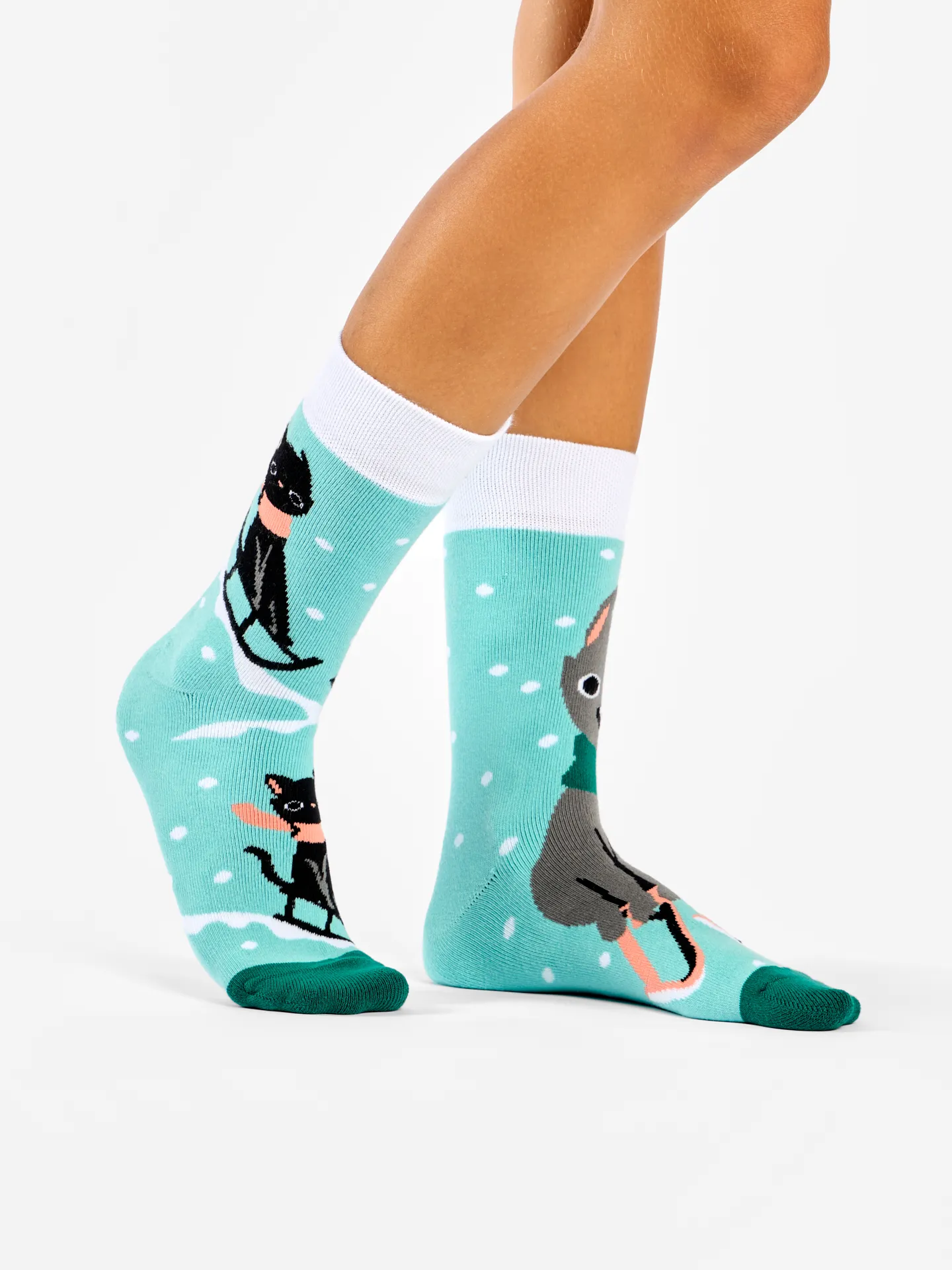 Calcetines de invierno alegres Gato y trineo - Image 3