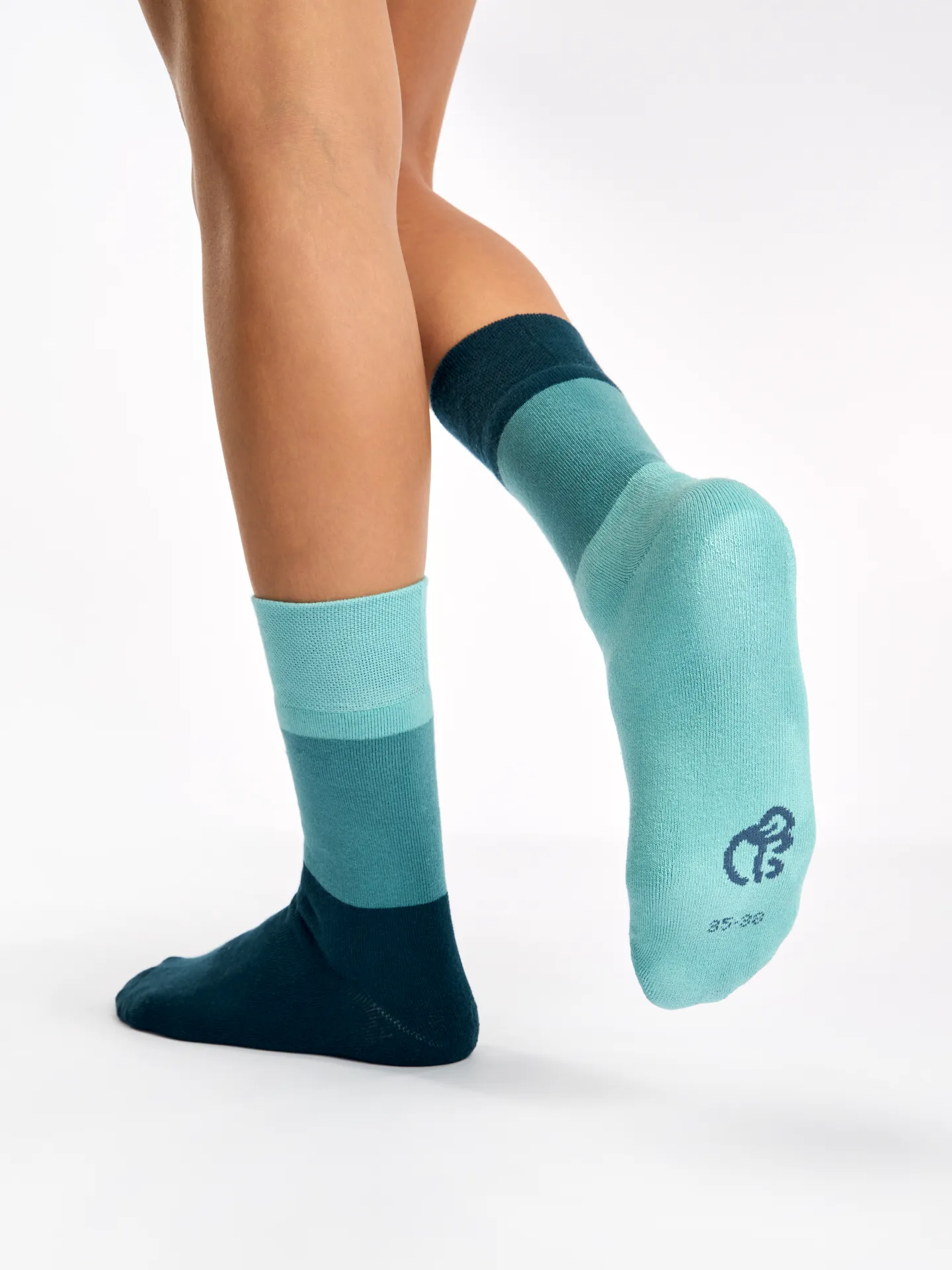 Calcetines de invierno Azul océano tricolor - Image 3