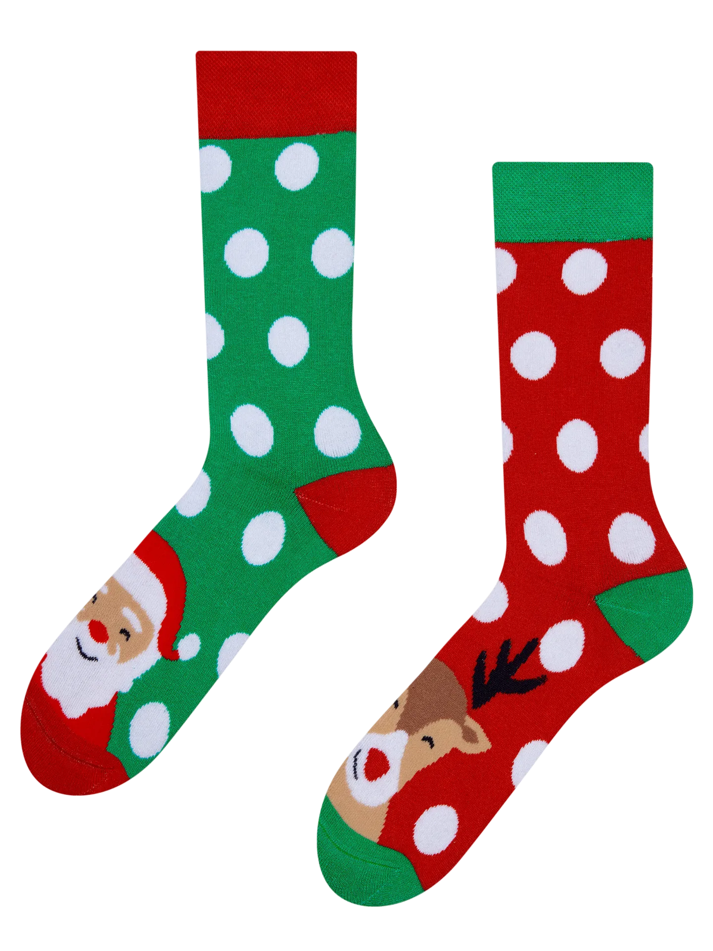Calcetines de invierno alegres Santa Claus y Rudolf