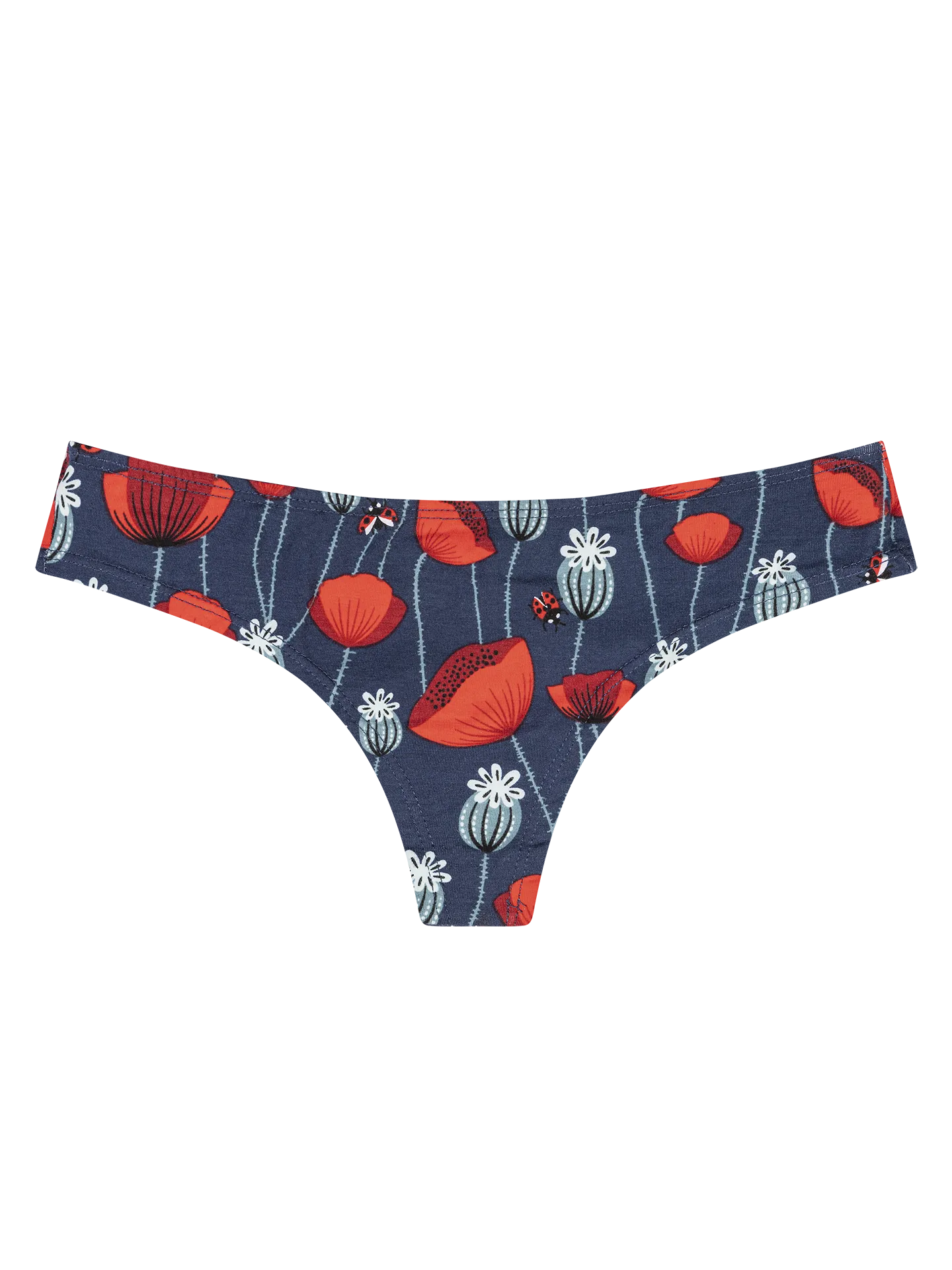 Bragas brasileñas alegres para mujer Mariquitas y flores de amapola