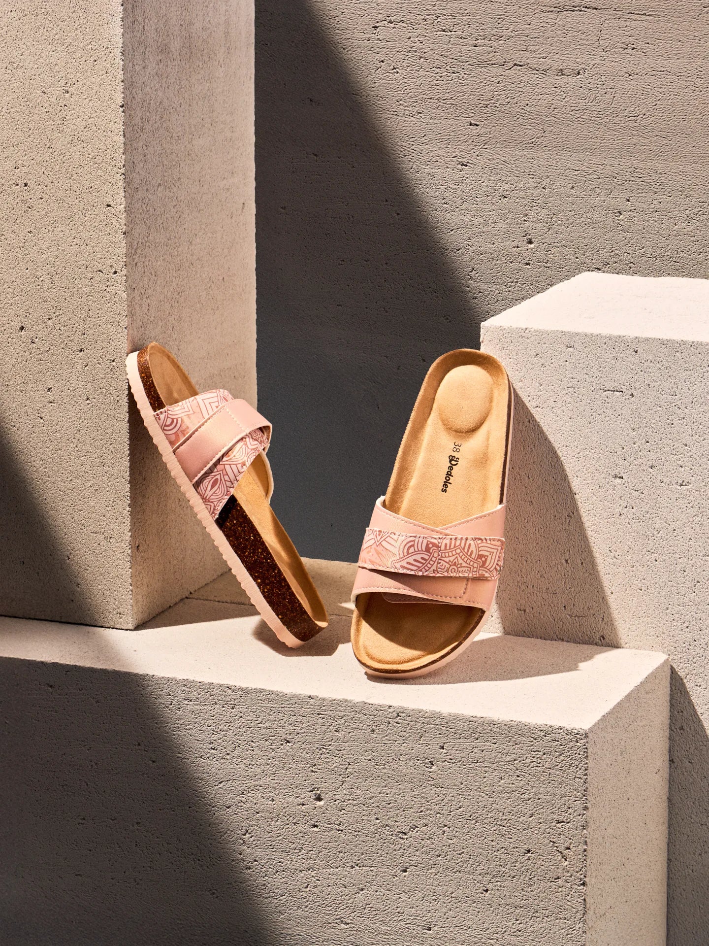 Sandalias con suela de corcho para mujer Mandala beige - Image 4